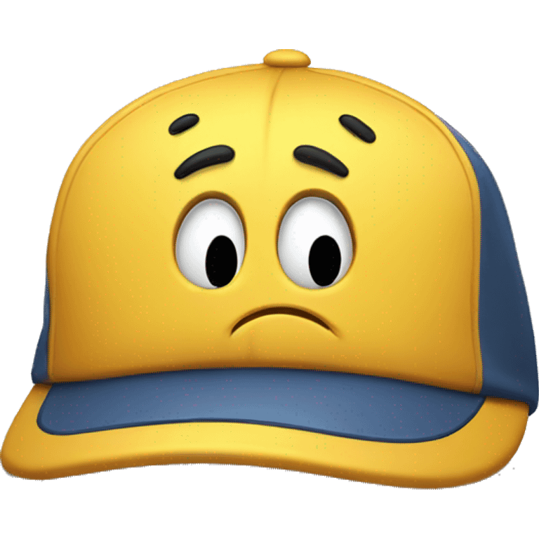 sad smiley face in a sports cap emoji