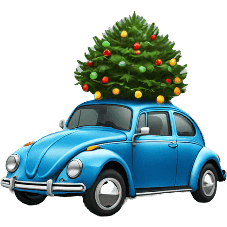 VW bug with Christmas tree on top emoji