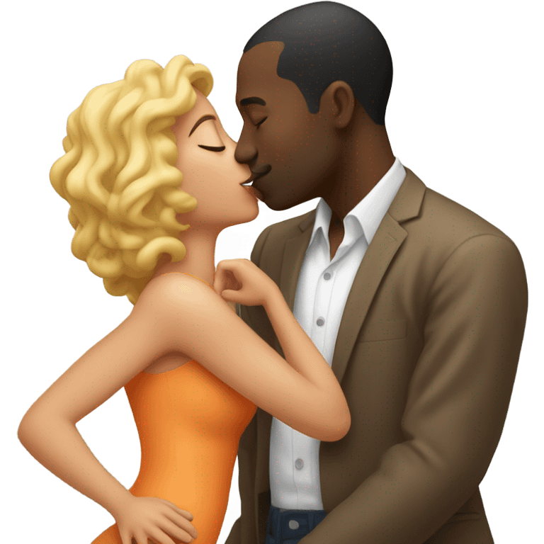 Black man kissing a peach  emoji