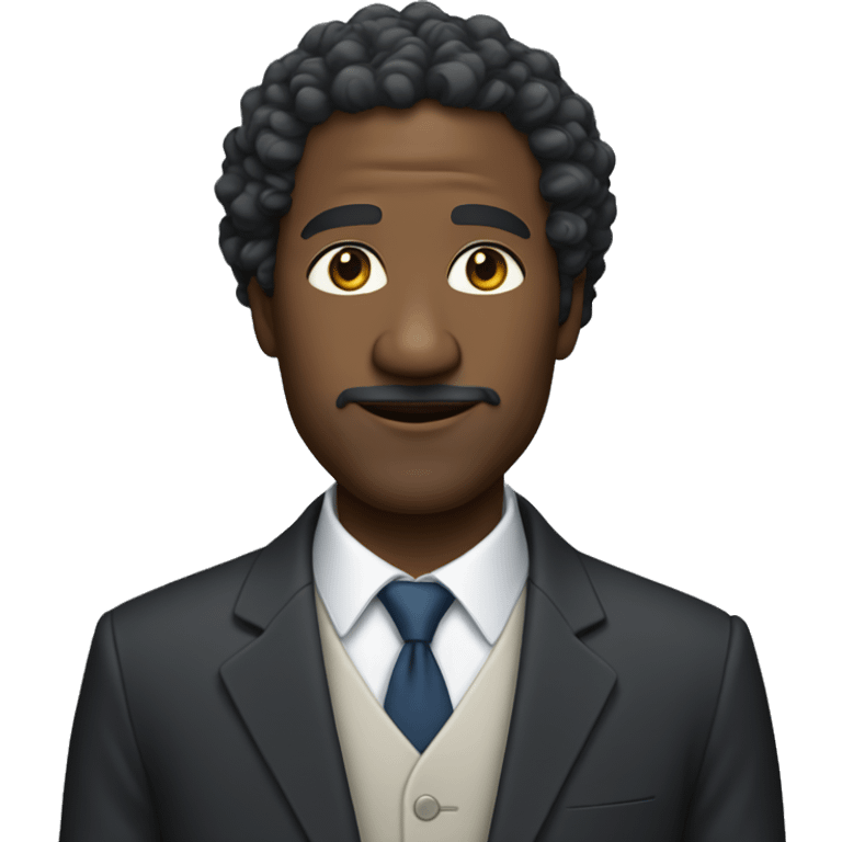 A  middle-aged  black  man  with  curly  hair,  dressed  in  a  suit. emoji