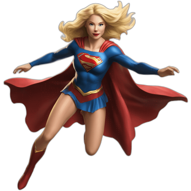 Sexy blonde Supergirl levitation on air from the flash movie 2023 realistic emoji