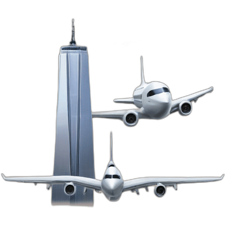 Twin towers with a plane emoji