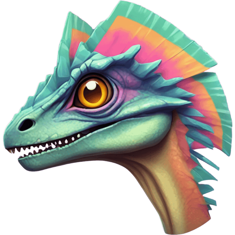 Vaporwave dilophosaurus head logo emoji