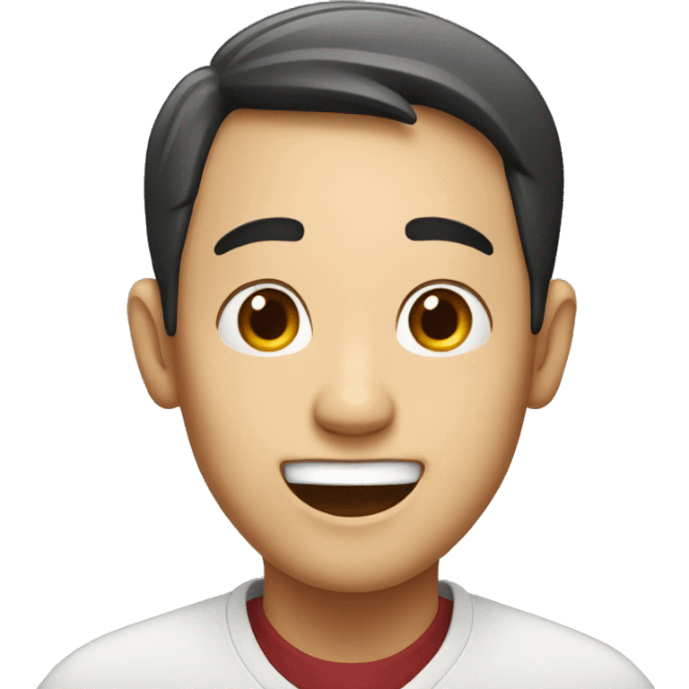 Smiling Chinese man have a surprised emoji