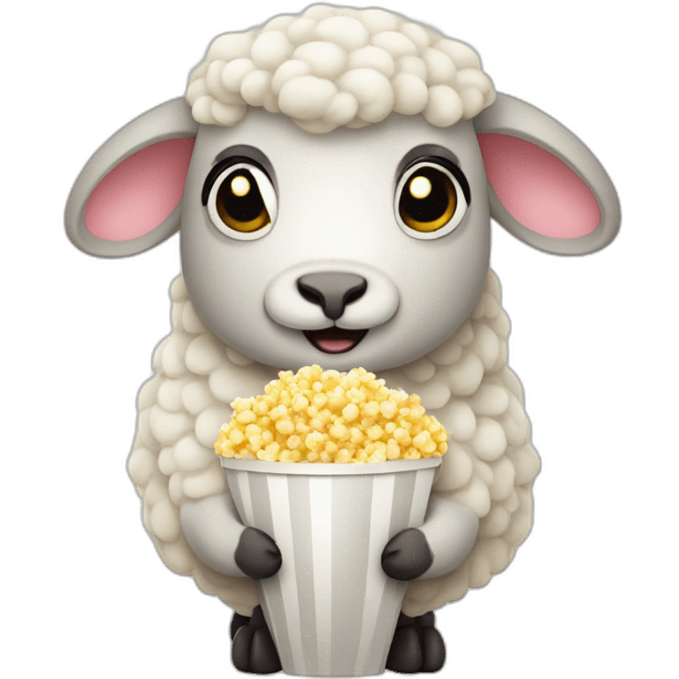 Cute 2d Sheep holding popcorn emoji