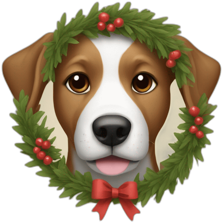 dog with rustic wreath emoji