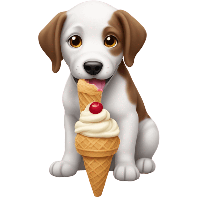 Puppy eating ice cream emoji