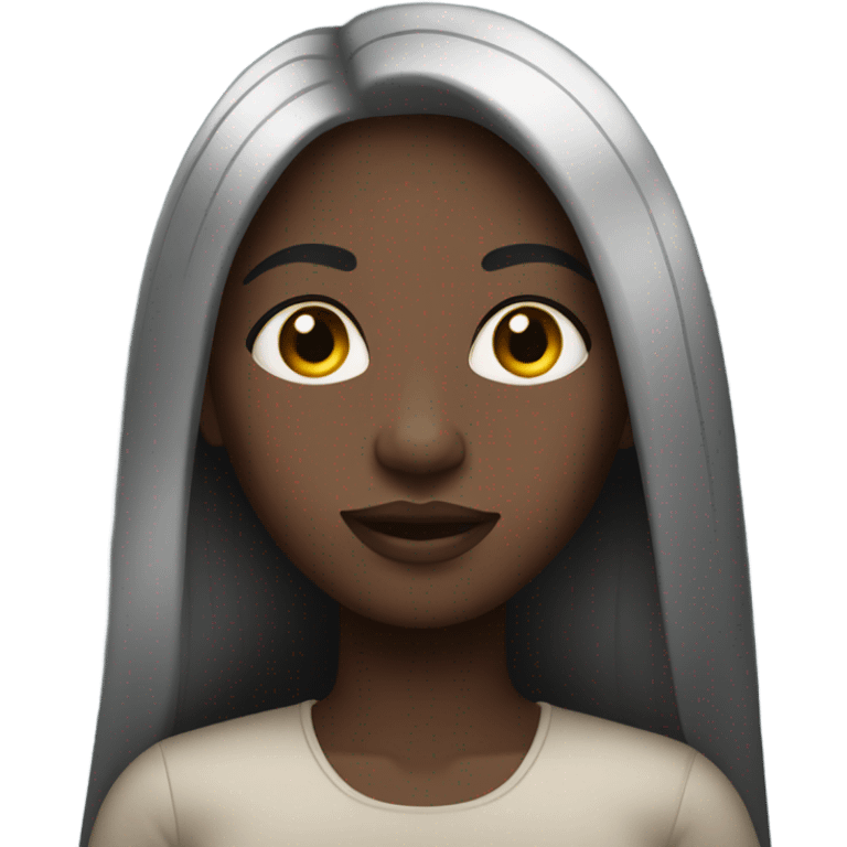 A darkskin woman with long straight black hair  emoji