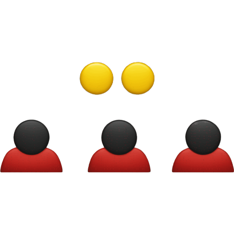 Black top, yellow circle in middle, red base for bottom emoji