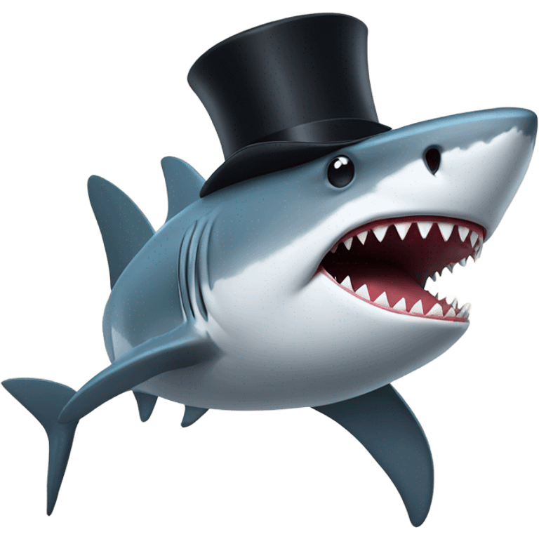 Shark with a top hat emoji