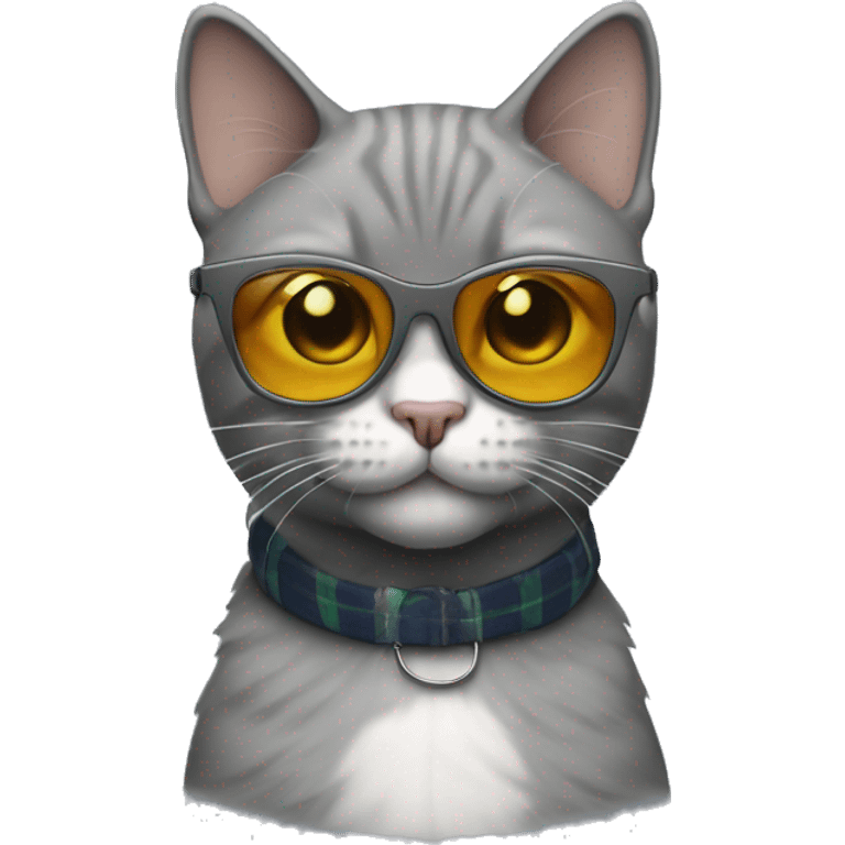 scottish cat colour grey straight ears with sunglasses  emoji