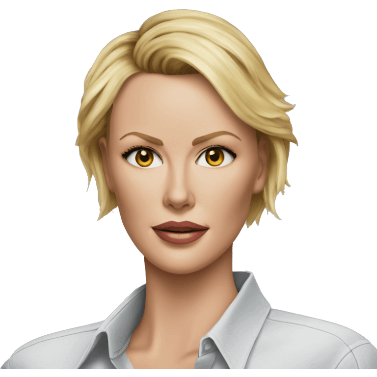 ultra realistic charlize theron wearing shirt emoji