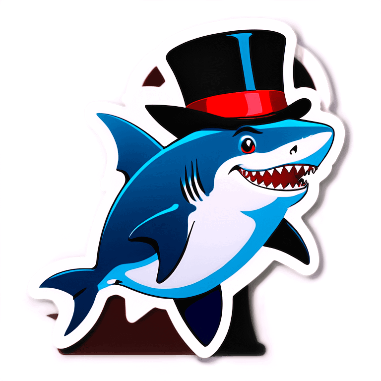 Shark with a top hat emoji