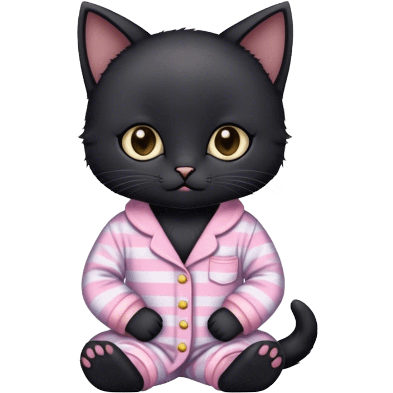 Black kitten in pjs  emoji