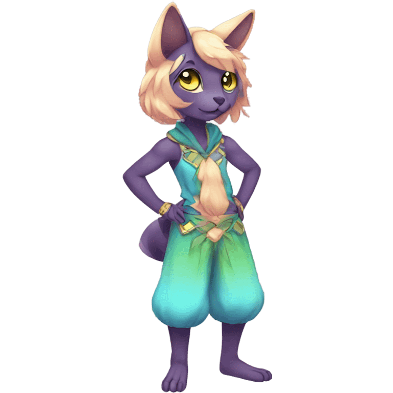 Anthro Sona Colorful Glossy Shiny Fakemon Full Body emoji