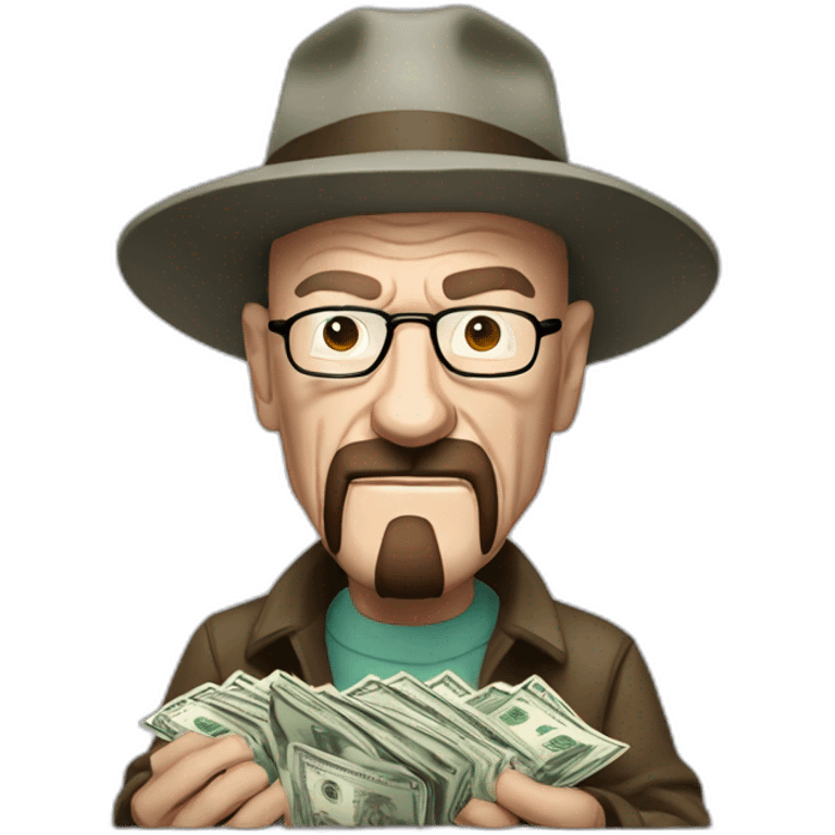 Walter white doing a money spread with $100 bills emoji