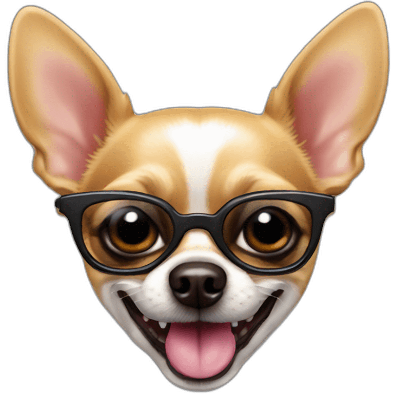 Chihuahua con gafas y dientes de vampiro emoji