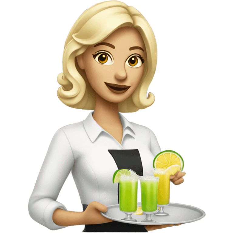 Blonde waitress with margaritas emoji