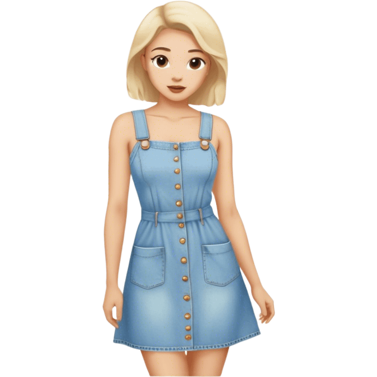 vintage light wash women's denim dress emoji