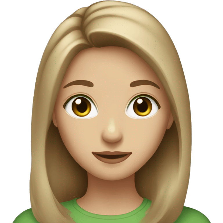 female , green eyes, medium length light brown hair emoji