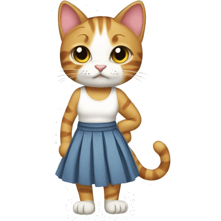 Cat with skirt emoji