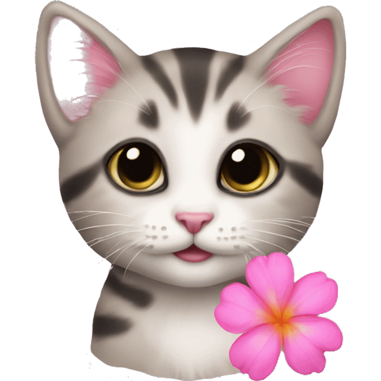 kitten with pink flower emoji