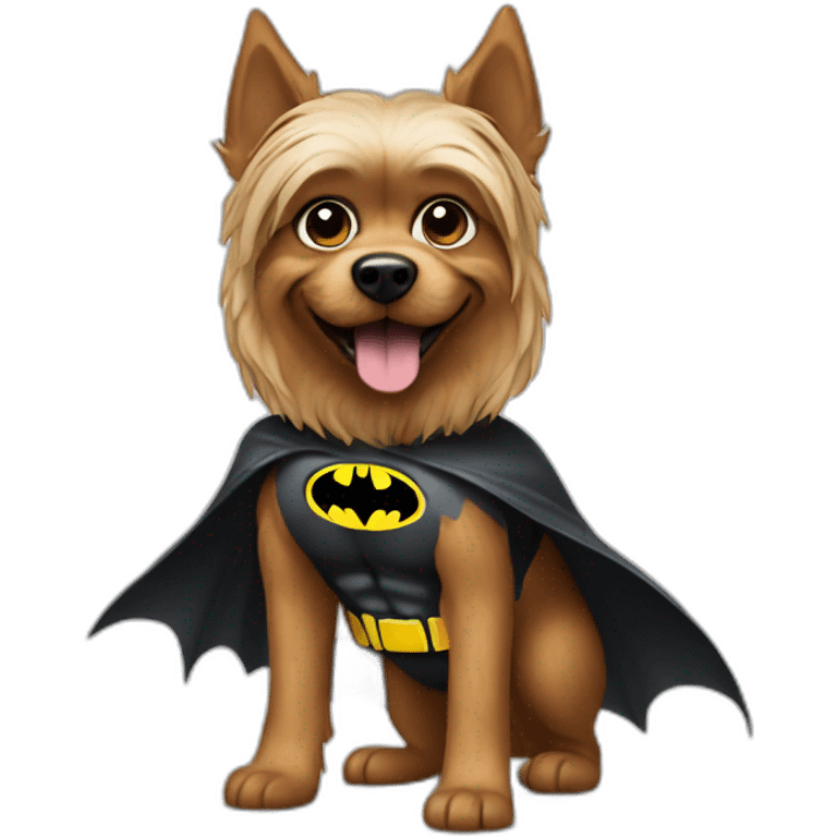 Dog Yorkshire with Batman costume emoji