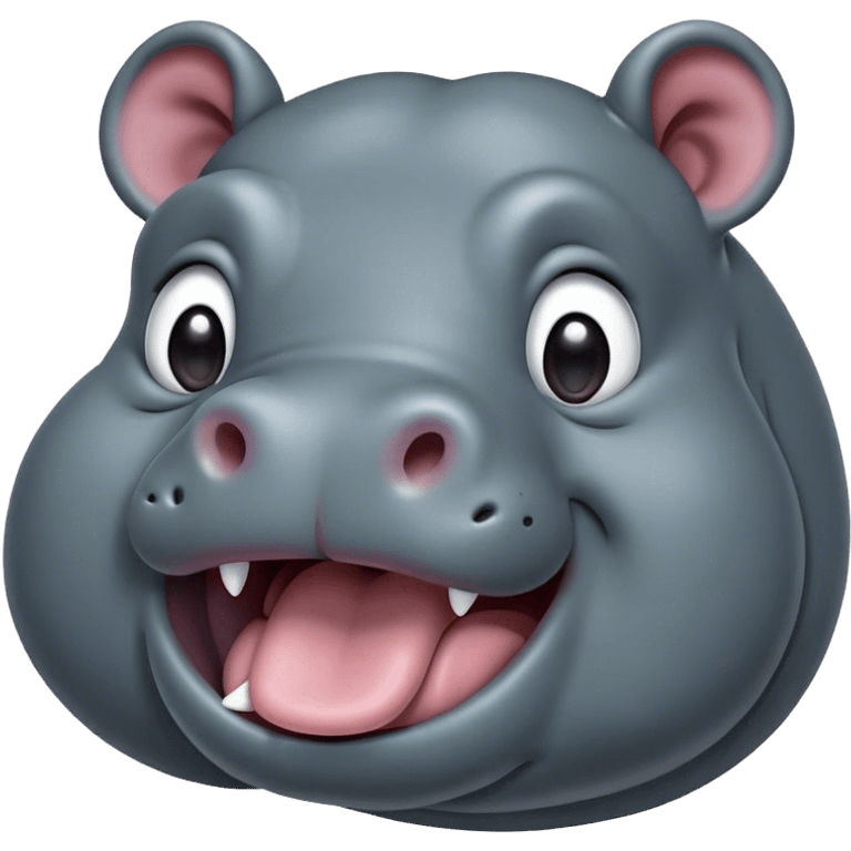 Cinematic Cute Yawning Hippo Portrait Emoji, Head tilted slightly with a dramatic, wide-open yawn, showcasing a soft, smooth slate-gray hide with gently drooping ears, round eyes barely open in drowsy contentment, Simplified yet irresistibly adorable features, highly detailed, glowing with a soft, cozy glow, high shine, relaxed yet expressive, stylized with a touch of aquatic charm, bright and endearing, soft glowing outline, capturing the essence of a sleepy yet affectionate hippo, so drowsy it feels like it could stretch out of the screen and curl up for a nap! emoji