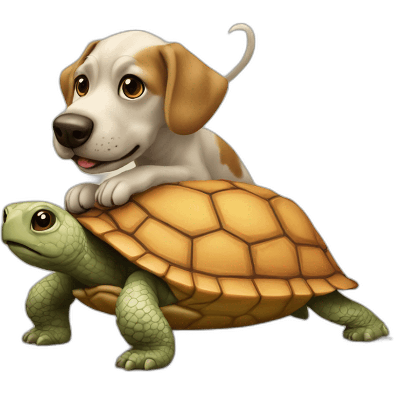 Un chien sur une tortue géant emoji