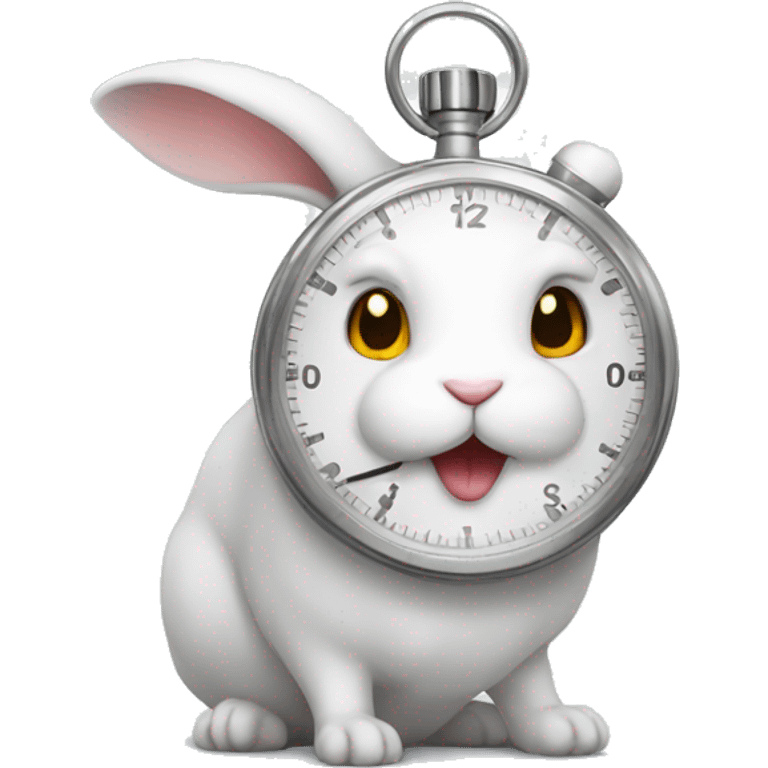 White rabbit with stopwatch  emoji