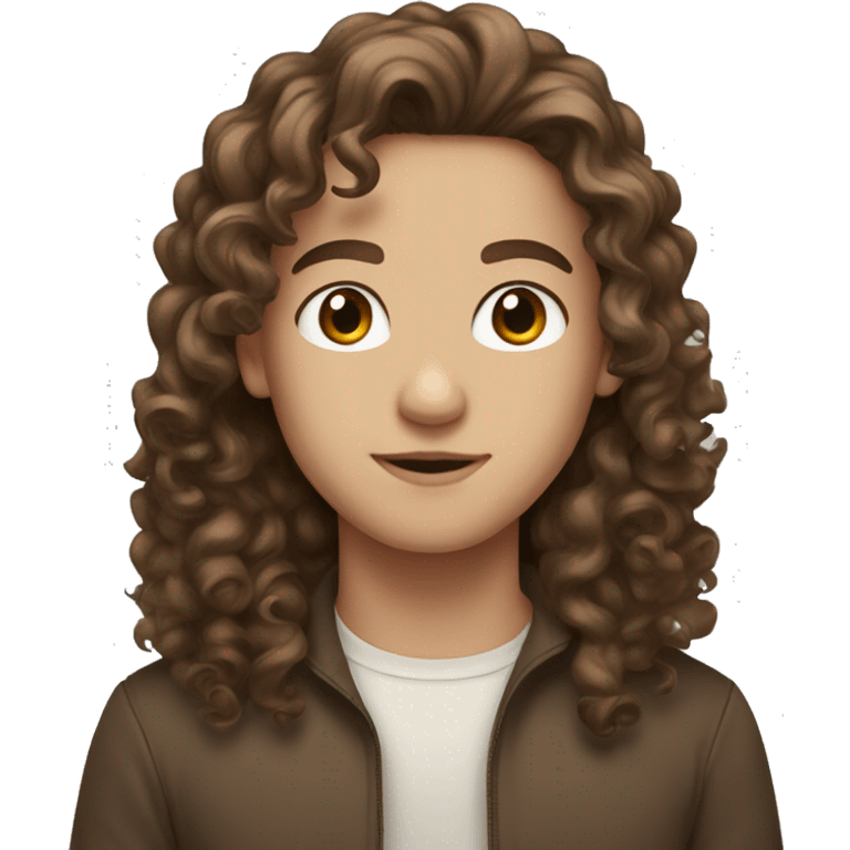 white gender neutral person brown eyes long brown hair curly emoji