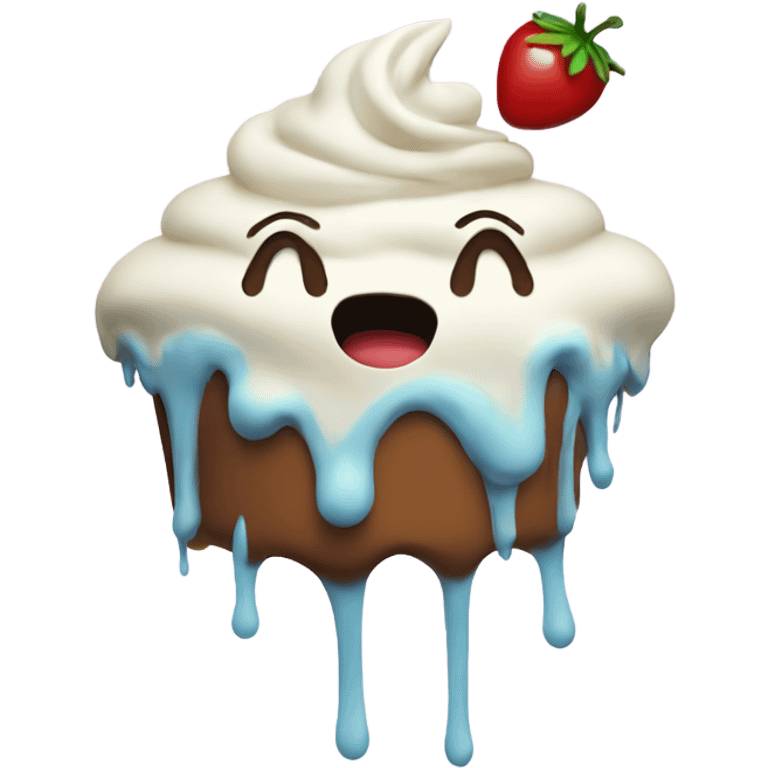 Frosting dripping from mouth emoji