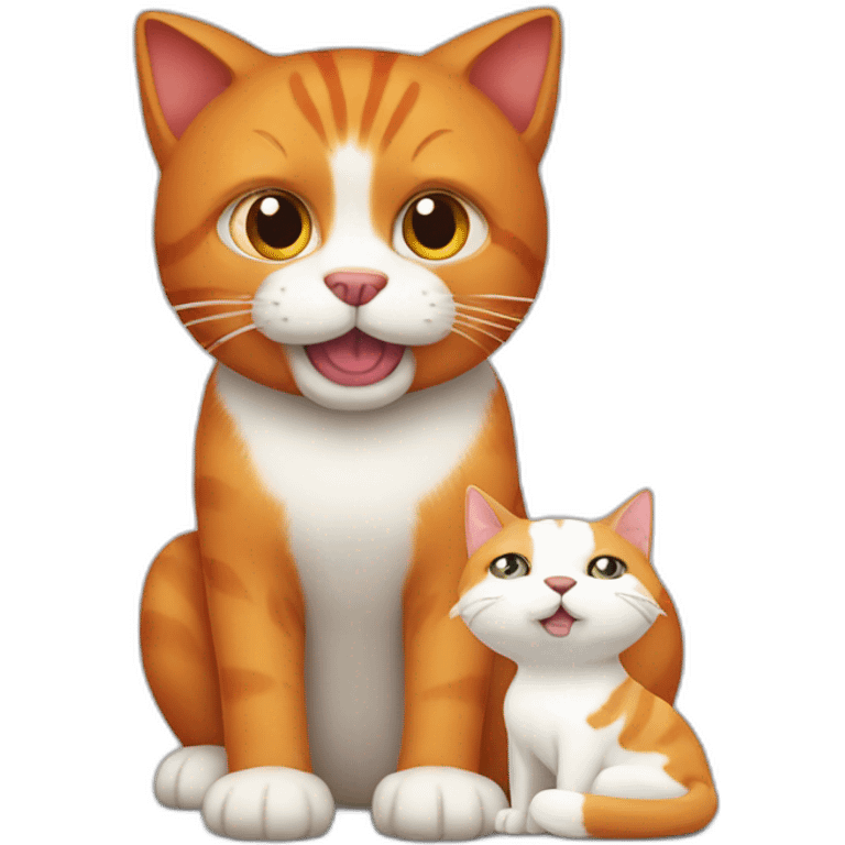 Red cat eating white dog emoji