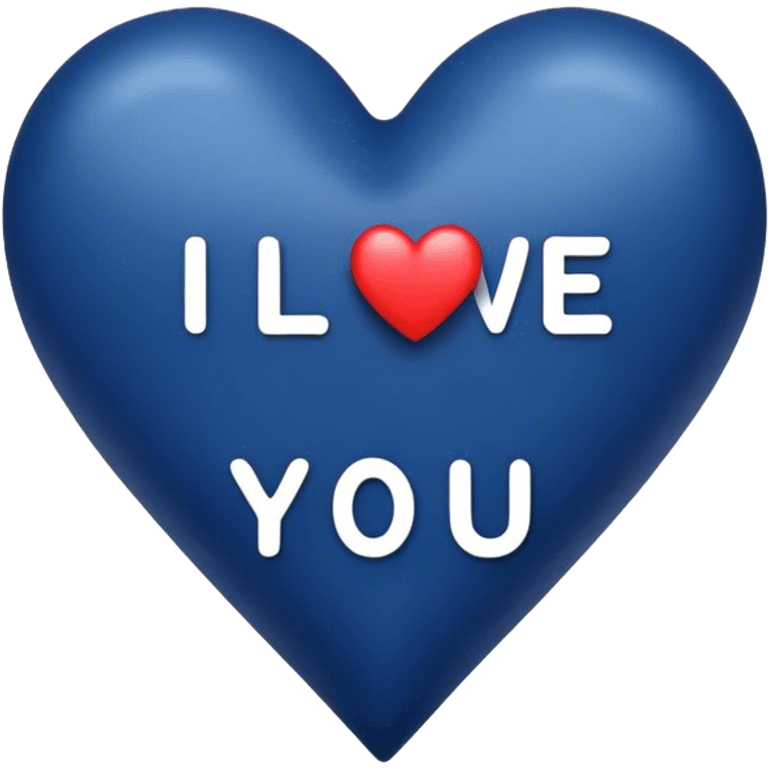 Dark Blue heart either the words I Love You Ry emoji