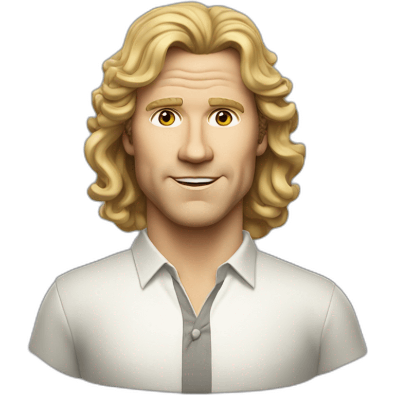 will ferrel realistic, with long blonde straight hair, disco clothes emoji