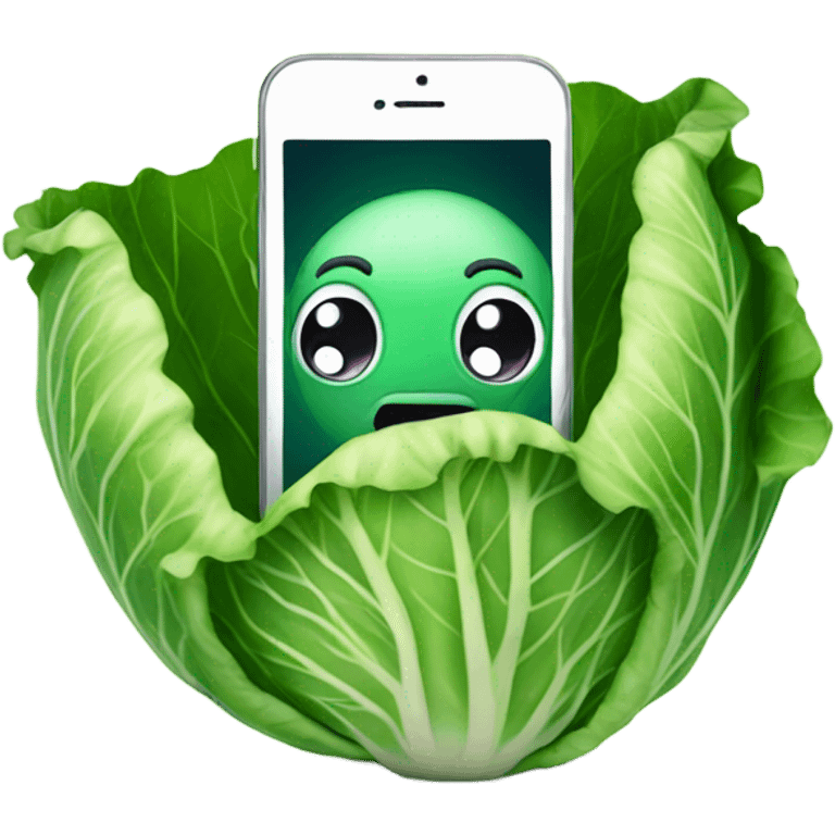 cabbage takes pictures with phone emoji