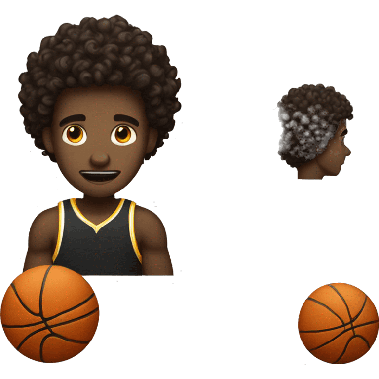 Dark brown Curly head guy that’s light skin playing basketball  emoji