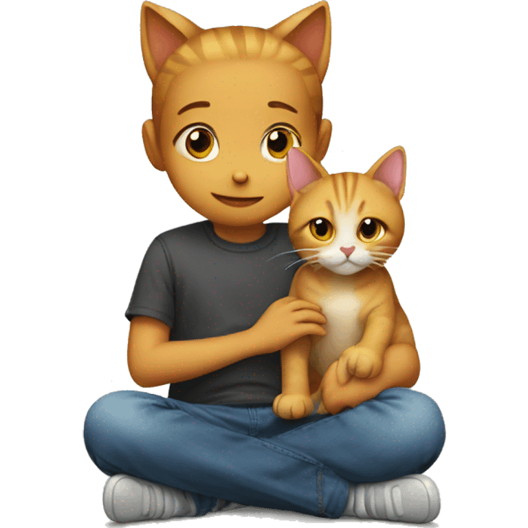 A cat sitting on a kid emoji