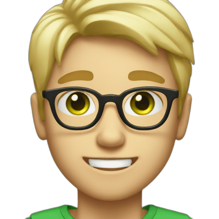 Blondie Boy with glasses and green eyes wink emoji