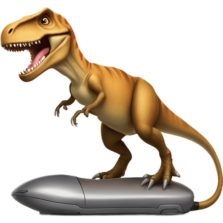 T-Rex riding a mouse emoji