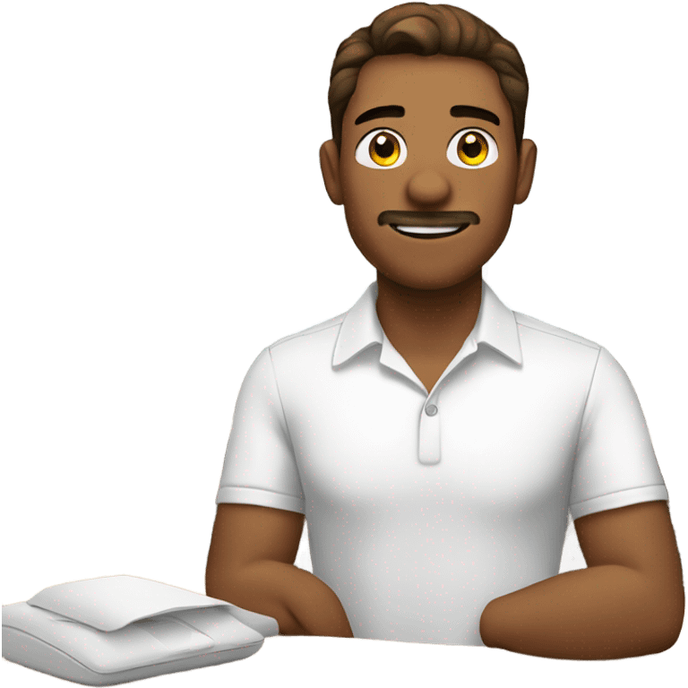 male in white shirt indoors emoji