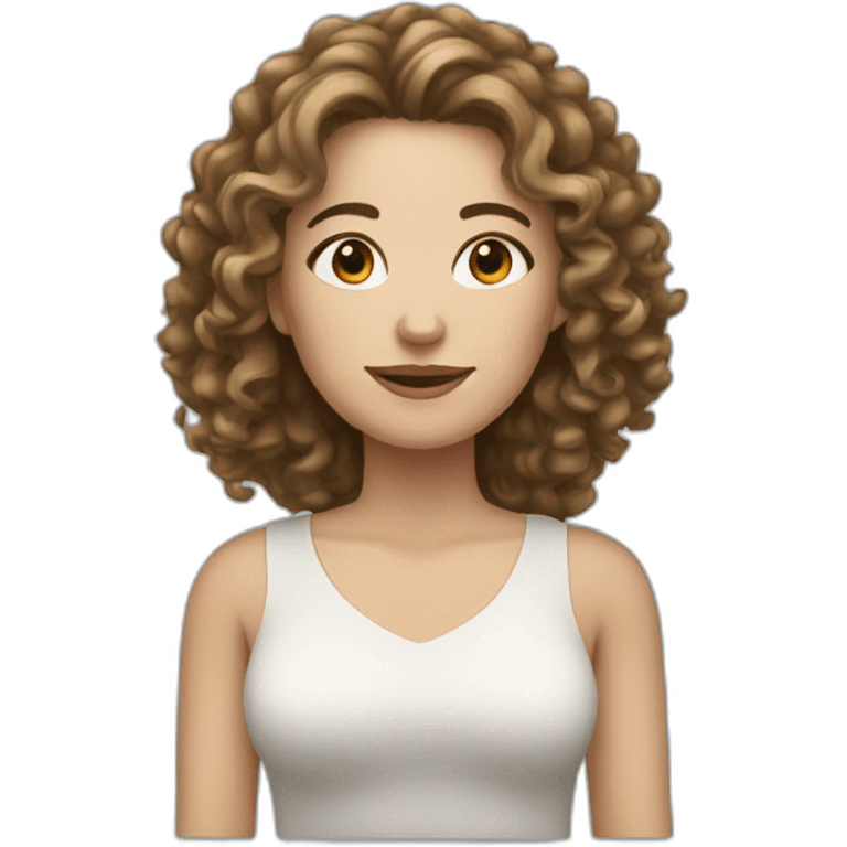 white woman with curly long dark hair emoji