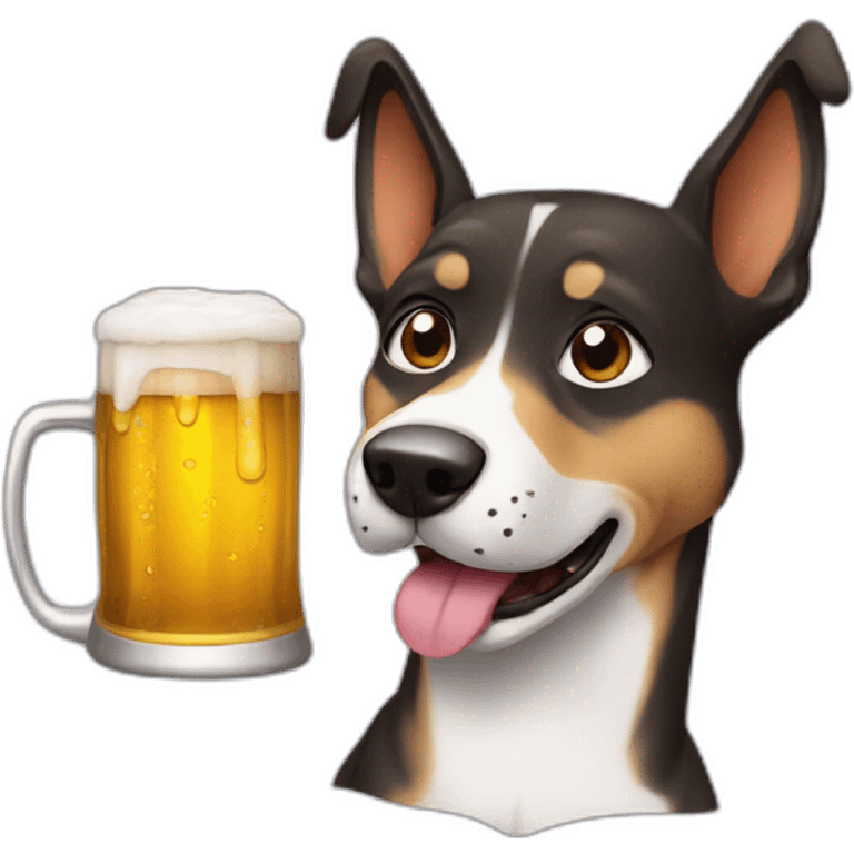 A dog drinkk beer emoji