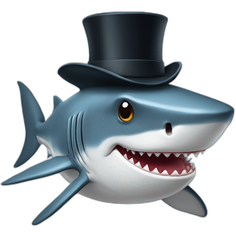 Shark with a top hat emoji