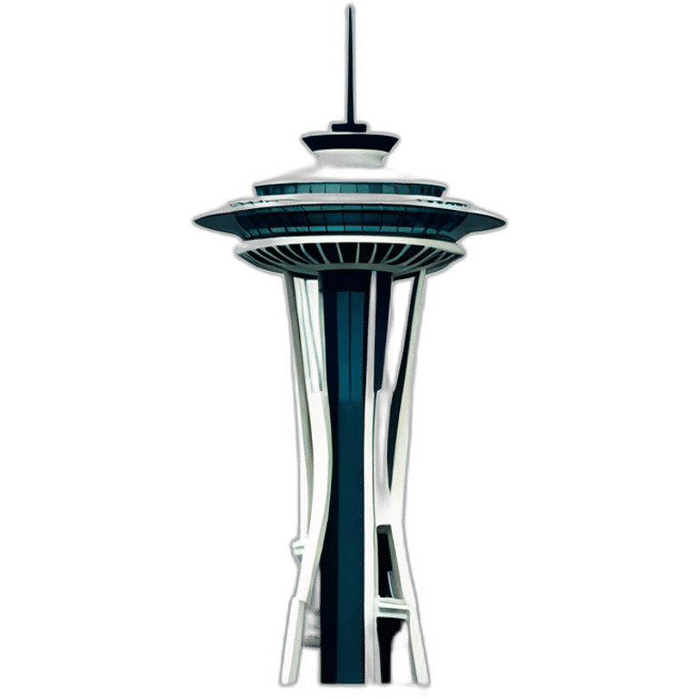 Seattle Space Needle tower 🗼, clean and minimalist design, iconic design. Distinctive spire and futuristic appearance. iOS emoji style. emoji