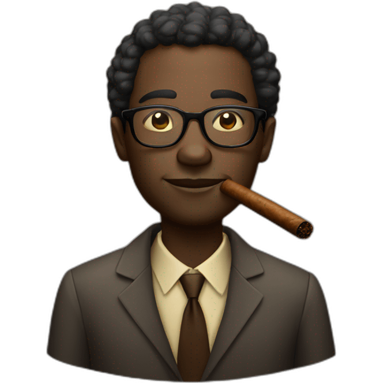 African America man with glasses smoking a cigar emoji