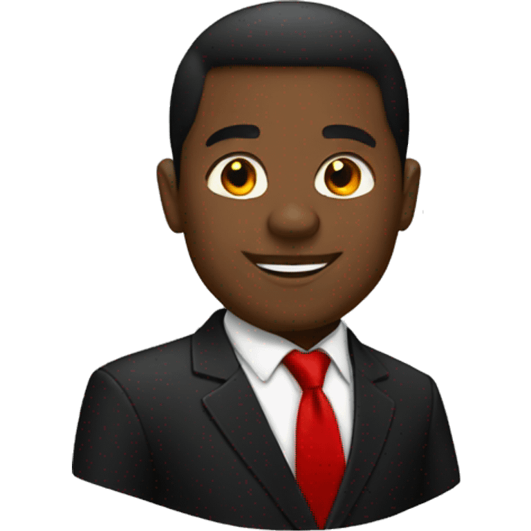 Black guy in black suite with red tie  emoji