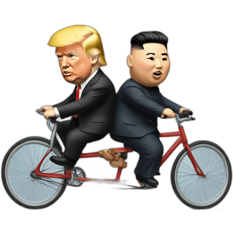 Trump,kim jong un riding bicycle together emoji