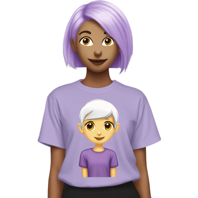 Girl with light purple shorthair elf leasbian t shirt gothic emoji