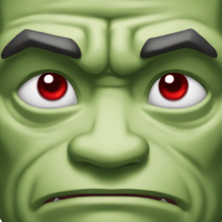 Create carcter of hulk with red eyes  emoji